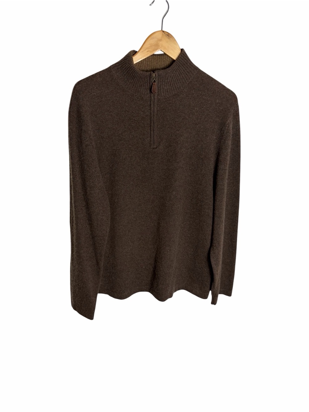 GIASONE brown Cashmere mock neck quarter zip sweater size L